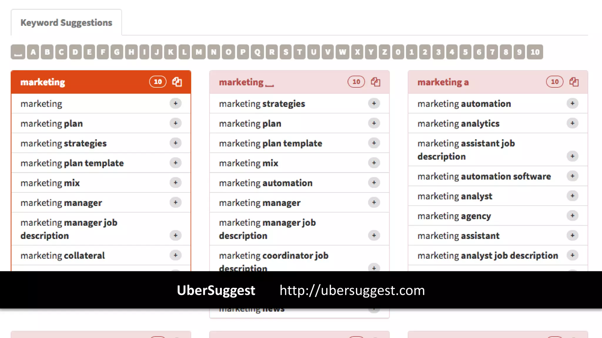 UberSuggest http://ubersuggest.com
 