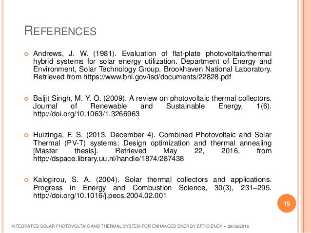 Master thesis on solar energy