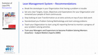 61Marek.Piatkowski@Rogers.com
Evolution of
Lean/TPS
Retrospective
Thinkingwin, Win, WIN
Lean Management System – Recommend...