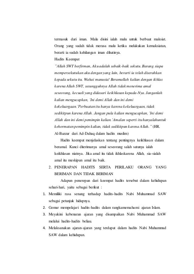 Hadits Tentang Malu Dan Iman - Sumber Ilmu