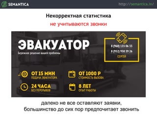 Некорректная статистика
не учитываются звонки
далеко не все оставляют заявки,
большинство до сих пор предпочитает звонить
 