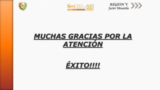 MUCHAS GRACIAS POR LA
ATENCIÓN
ÉXITO!!!!
 