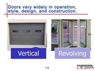 Doors vary widely in operation,
style, design, and construction.
4–58
 