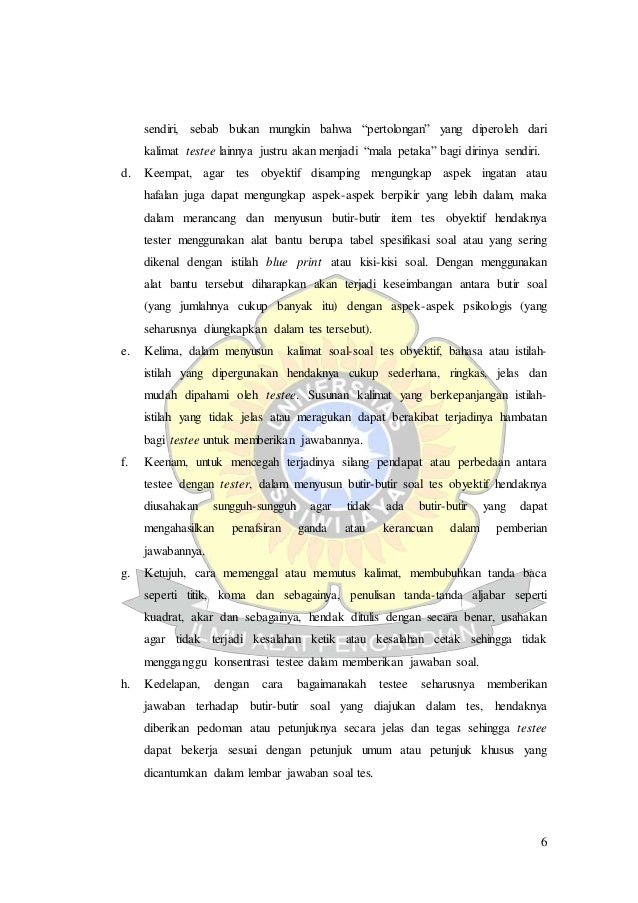 Tes Objektif Dan Pengembangan Tes Objektif