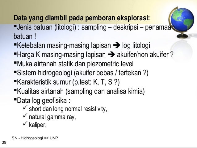 MATERI 4 HIDROGEOLOGI ; EKSPLORASI AIR TANAH (Manajemen 