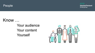 People
Know …
Your audience
Your content
Yourself
 