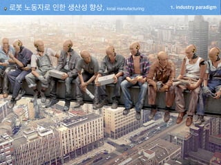 1. industry paradigm로봇 노동자로 인한 생산성 향상, local manufacturing
 