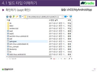 4.1 빌드 타입 이해하기
▶ 확인하기 (aapt 확인)
Page 12
실습: ch03/MyAndroidApp
 