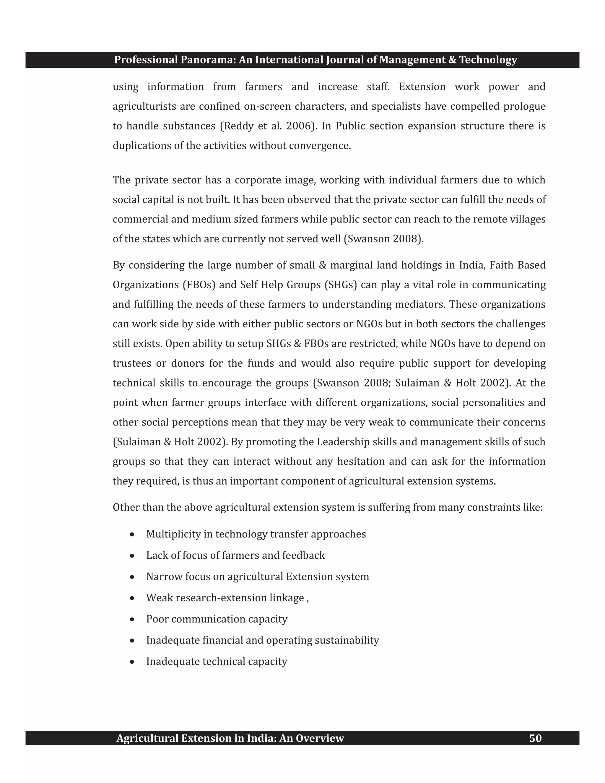 Agricultural Extension in India: An Overview | PDF