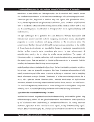 Agricultural Extension in India: An Overview | PDF