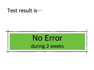 Test result is…
No Error
during 2 weeks
 