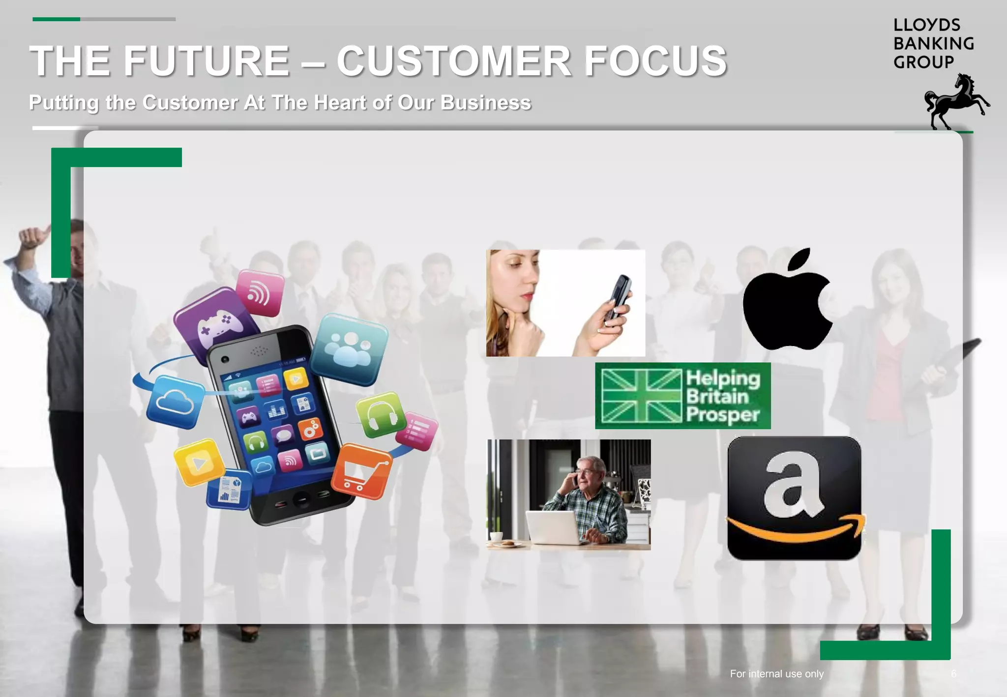For internal use onlyFor internal use only 6
THE FUTURE – CUSTOMER FOCUS
Putting the Customer At The Heart of Our Business