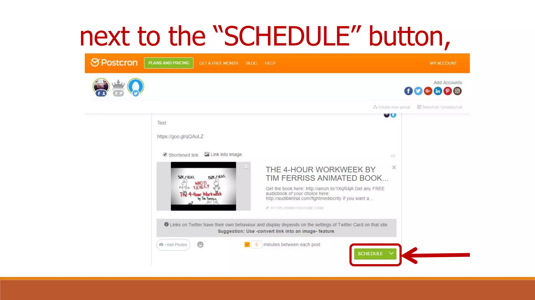 next to the “SCHEDULE” button,
 