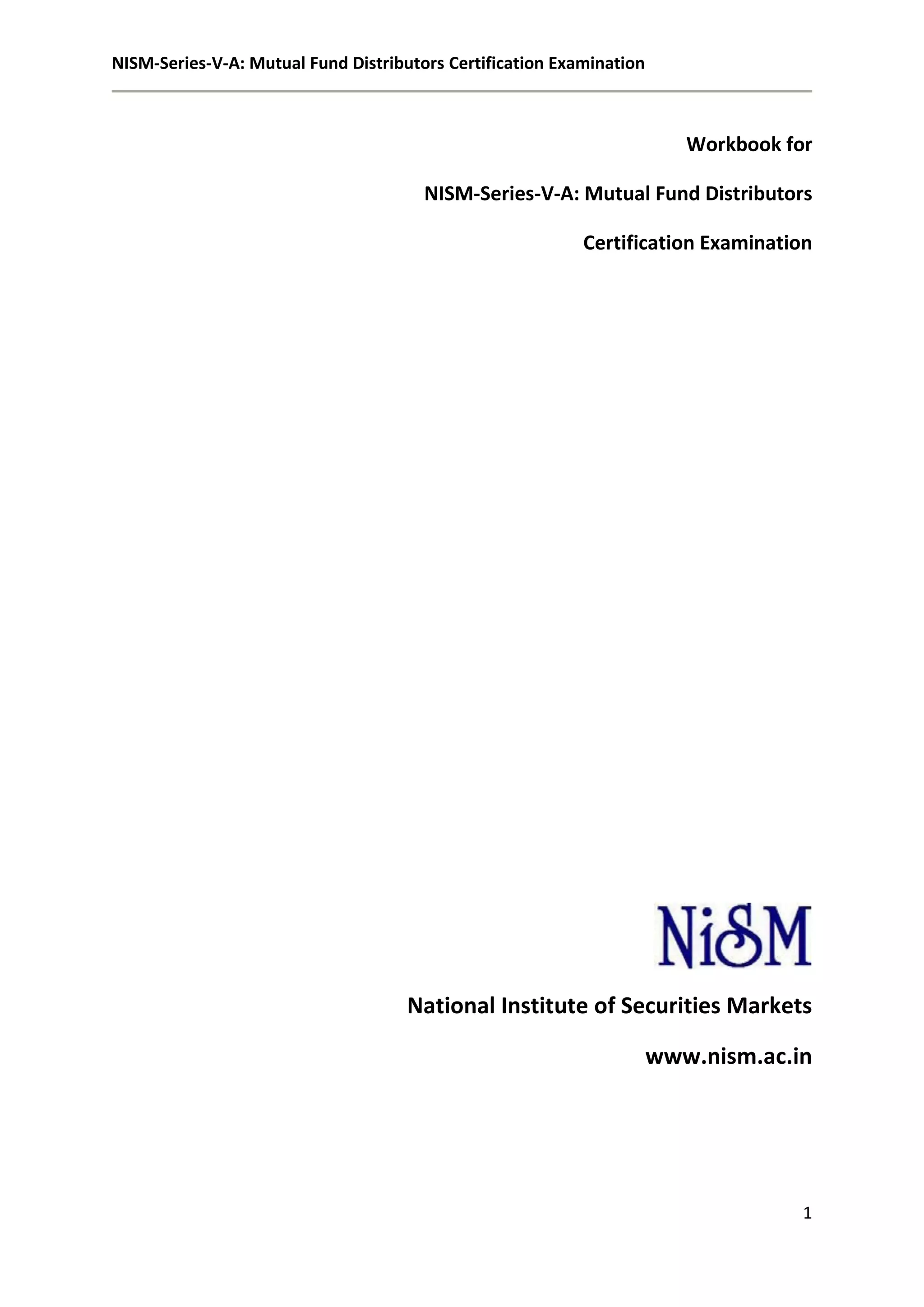 Workbook for distributors, focusing on mutual funds.
