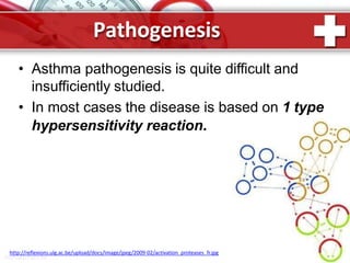 Pathogenesis
• Asthma pathogenesis is quite difficult and
insufficiently studied.
• In most cases the disease is based on 1 type
hypersensitivity reaction.
http://reflexions.ulg.ac.be/upload/docs/image/jpeg/2009-02/activation_proteases_fr.jpg
ProPowerPoint.Ru
 