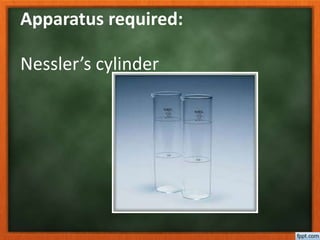 Apparatus required:
Nessler’s cylinder
 