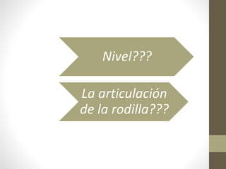 Nivel???
La articulación
de la rodilla???
 