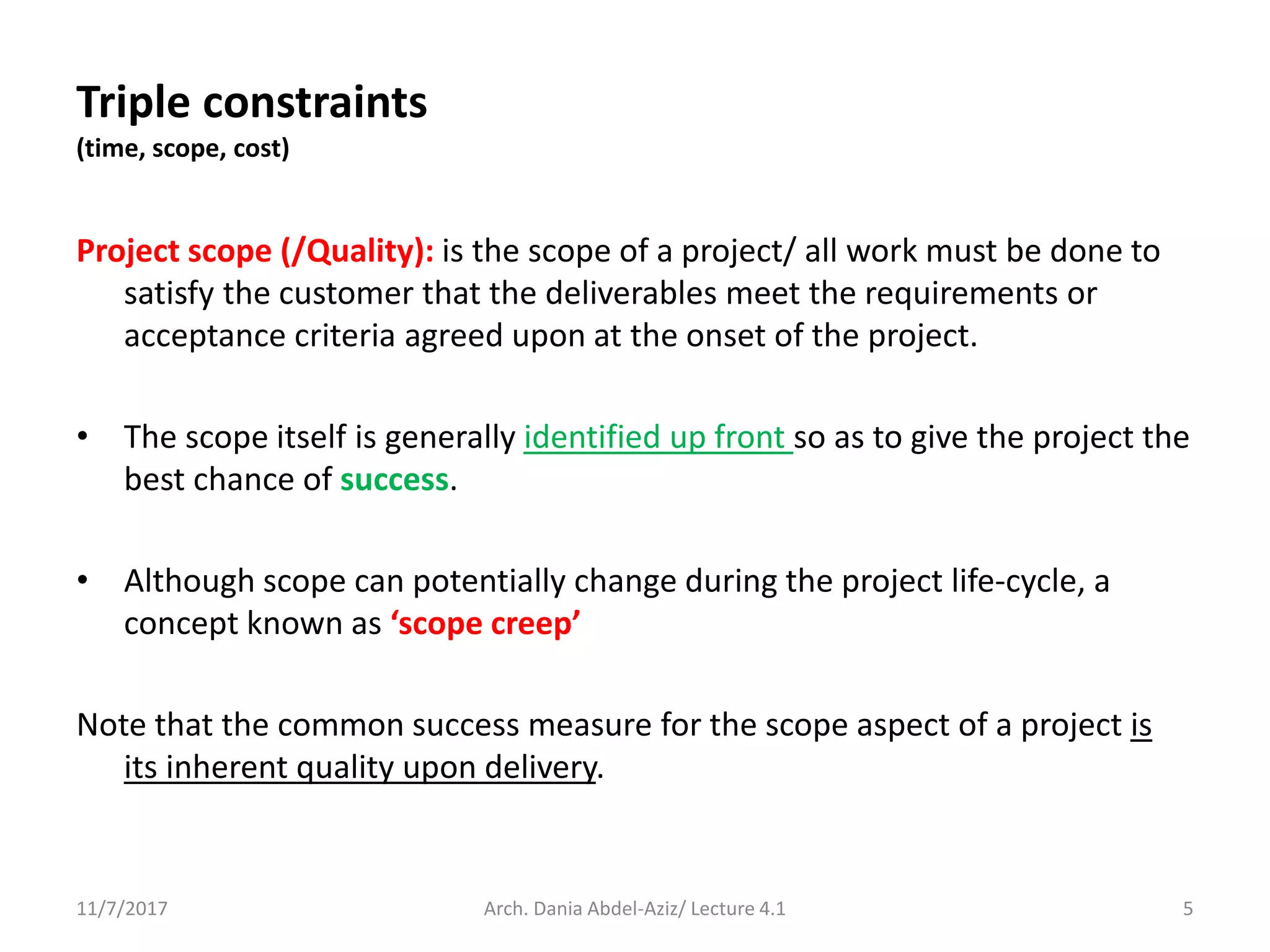 4.1. triple constraints (time, scope, cost) | PPTX