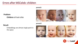 Errors after MSCeleb: children
Problem
Children all look alike
Result
Embeddings are almost single point in
the space
 