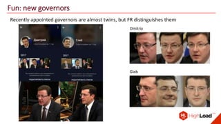 Fun: new governors
Recently appointed governors are almost twins, but FR distinguishes them
Dmitriy
Gleb
 