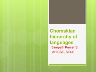 Chomskian
hierarchy of
languages
-Sampath Kumar S,
AP/CSE, SECE
 