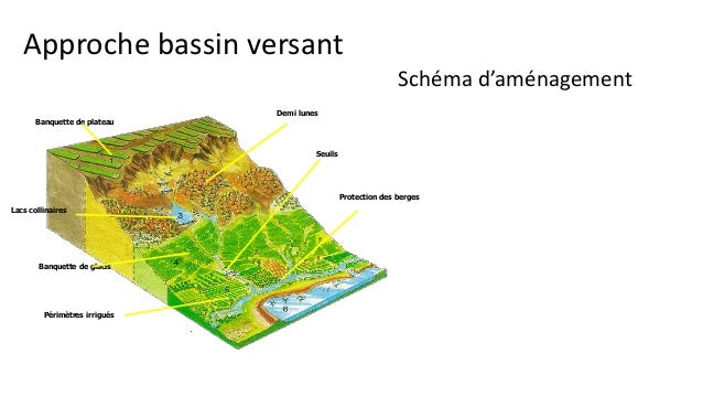 Approche bassin versant
Schéma d’aménagement
Banquette de plateau
Lacs collinaires
Demi lunes
Banquette de glacis
Seuils
P...