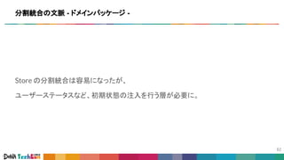 Store の分割統合は容易になったが、
ユーザーステータスなど、初期状態の注入を行う層が必要に。
分割統合の文脈 - ドメインパッケージ -
 