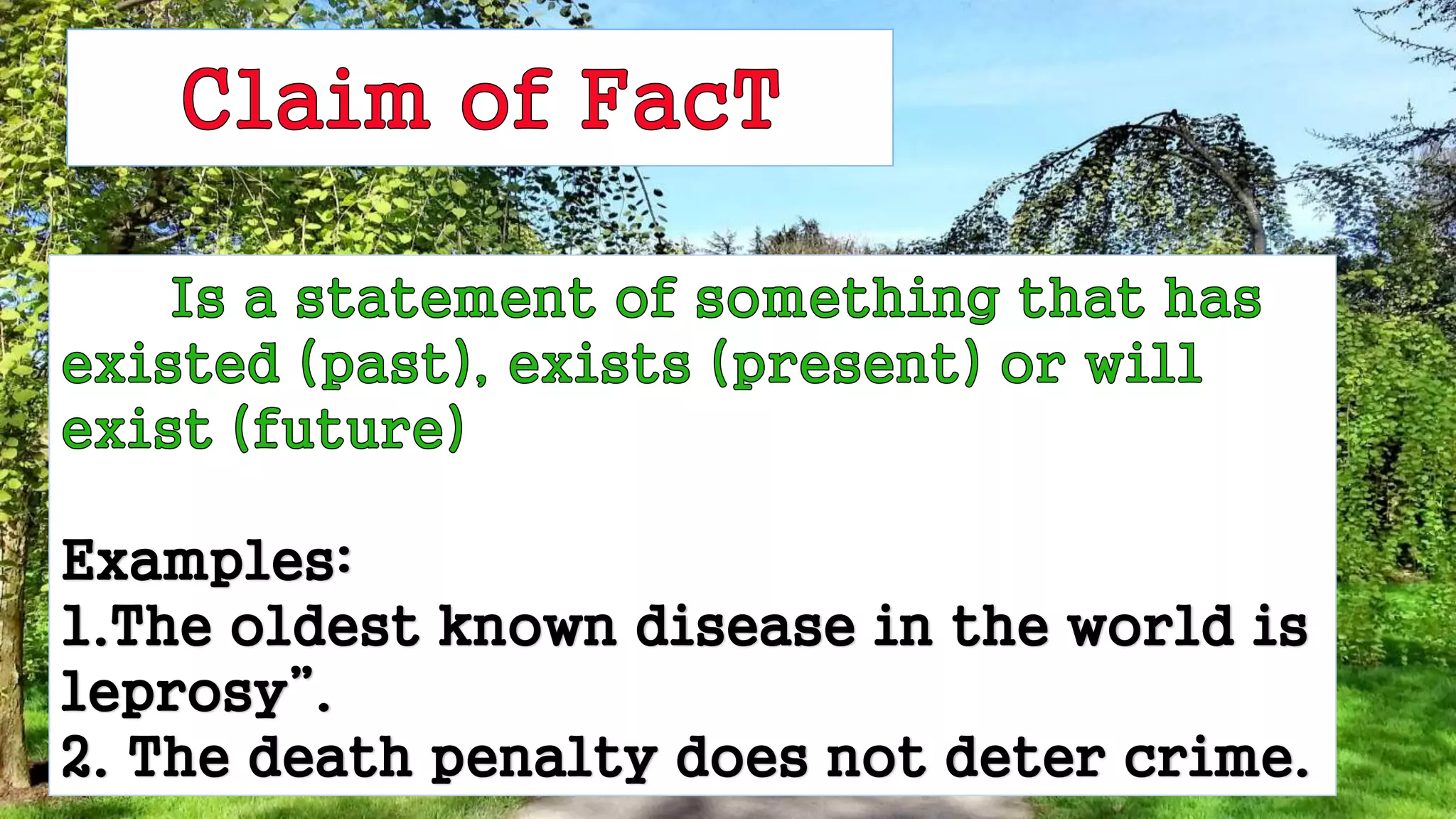 Claims of Fact, Value and Policy | PPTX