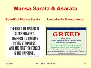 Mansa Sarata & Asarata
Benefit of Mansa Sarata Loss due to Mansa –Asar
7/3/2018 Prof.Dr.R.R.Deshpande 49
 