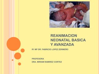 REANIMACION
NEONATAL BASICA
Y AVANZADA
R1 MF DR. FABRICIO LOPEZ ZERMEÑO
PROFESORA
DRA. MIRIAM RAMIREZ CORTEZ
 