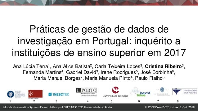 InfoLab - Information Systems Research Group - FEUP/ INESC TEC, Universidade do Porto 9ª CONFOA— ISCTE, Lisboa 2 Out 2018
...