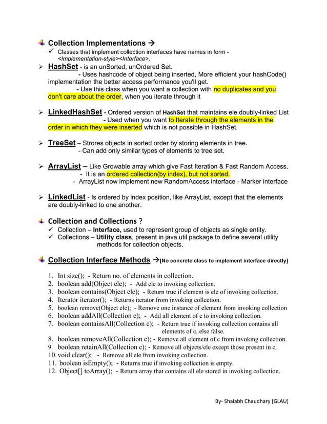 Collections in Java Notes | PDF | Programming Languages | Computing