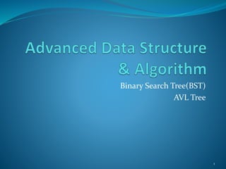 Binary Search Tree(BST)
AVL Tree
1
 