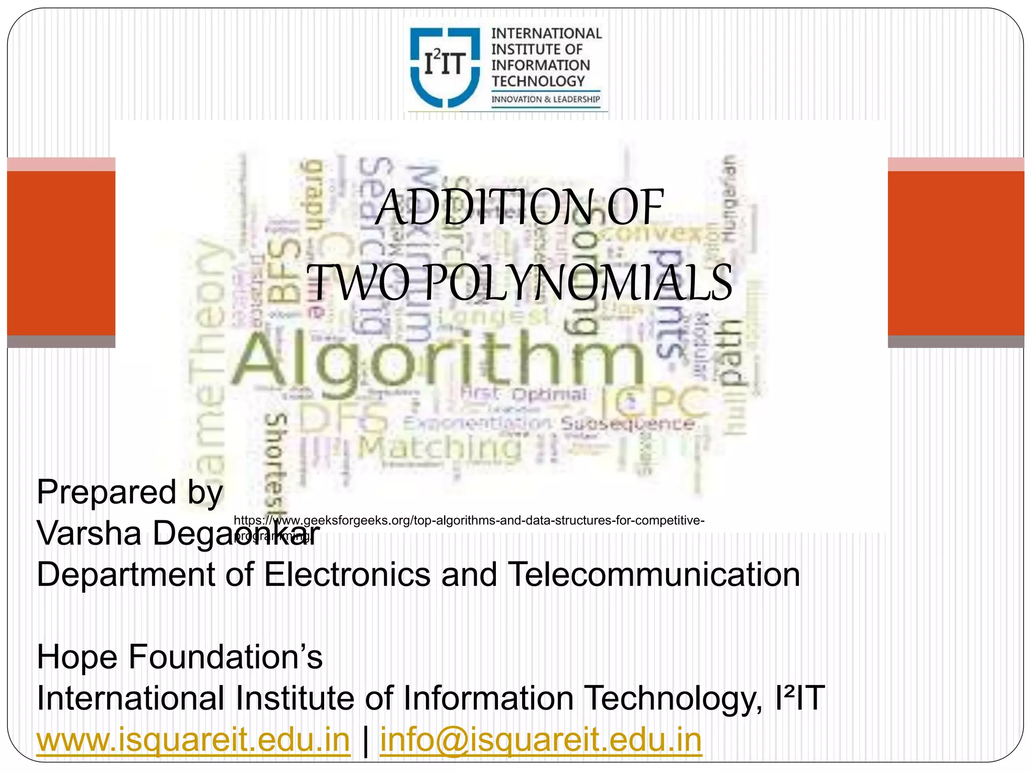 Addition of Two Polynomials | PPT