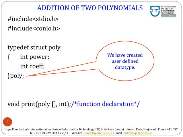 Addition of Two Polynomials | PPT