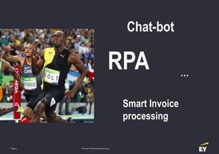 Process Transformation JourneyPage 3
RPA
Chat-bot
Smart Invoice
processing
…
 