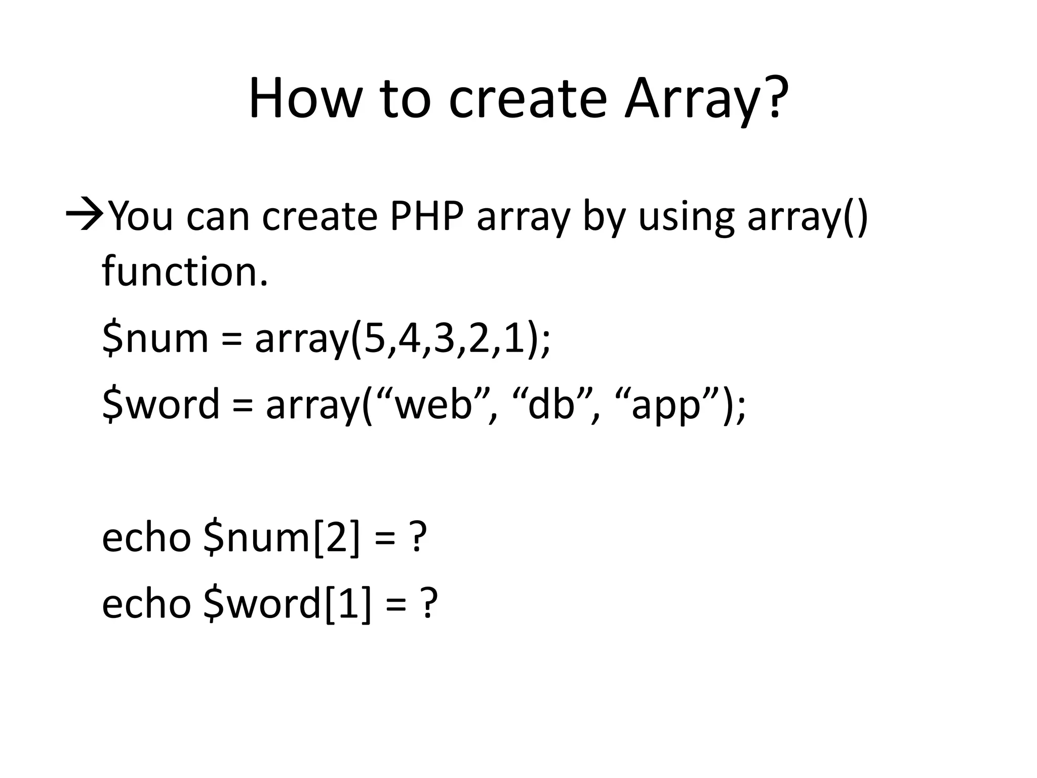 4.1 PHP Arrays | PPT