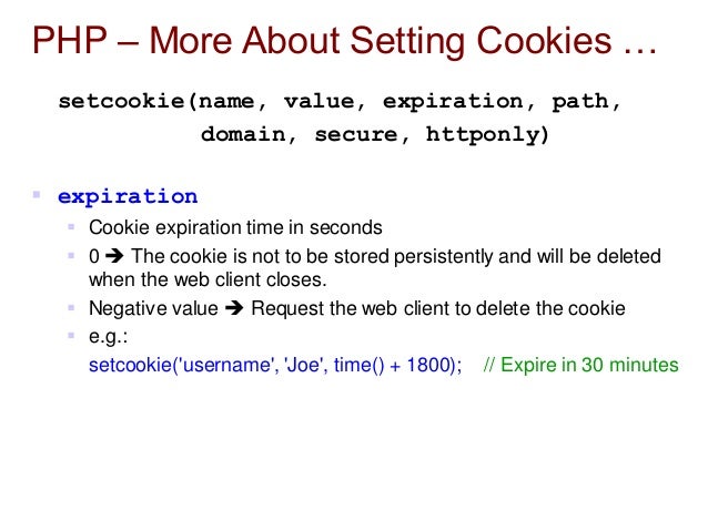 php set expiration time utime