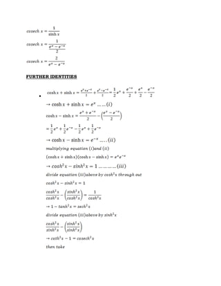 FURTHER IDENTITIES

 