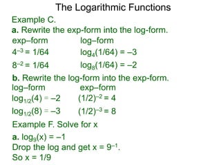 4.4 the logarithm functions t | PPT
