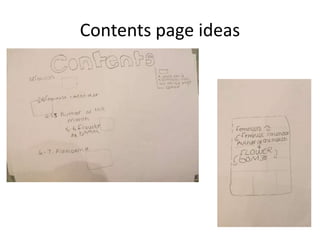 Contents page ideas
 