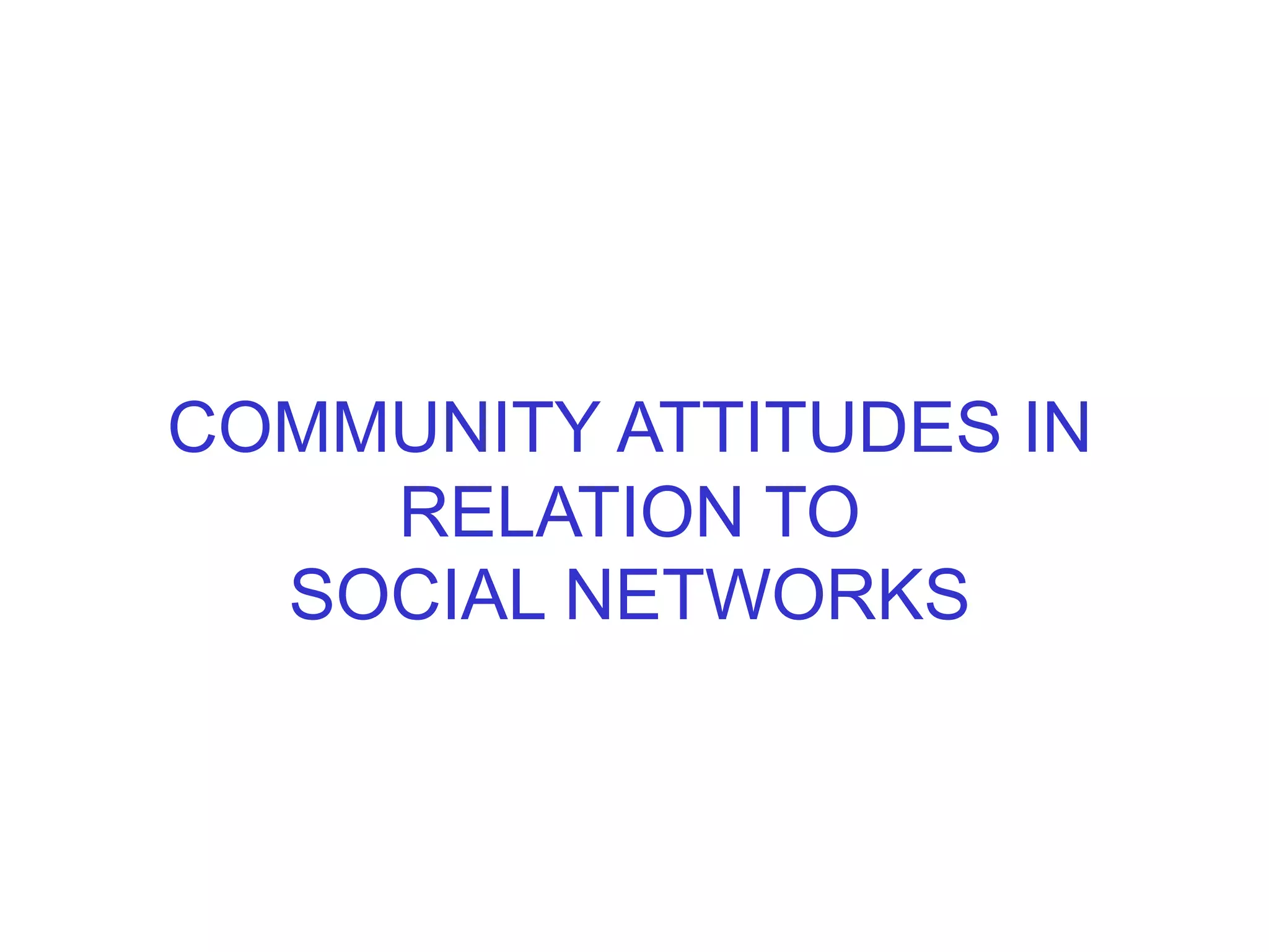COMMUNITY ATTITUDES IN
RELATION TO
SOCIAL NETWORKS
 