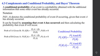 Complements conditional probability bayes theorem | PPT