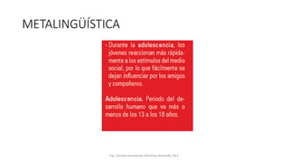 METALINGÜÍSTICA
Ing. Zoraida Guadalupe Martínez Alvarado, M.E.
 