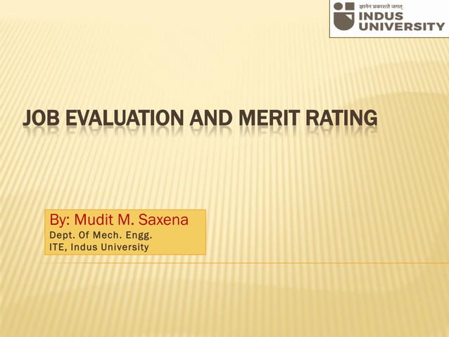 4.2 job evaluation and merit rating | PPT