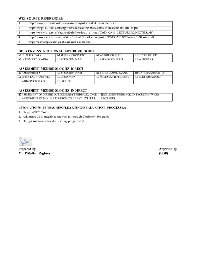 #CADCAM-course data sheet IV-I | PDF