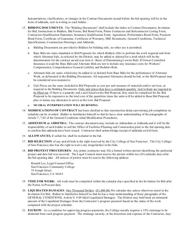 bid forms for contractors