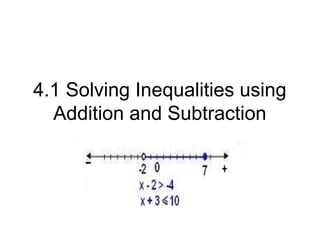 4.1 Solving Inequalities using
  Addition and Subtraction
 