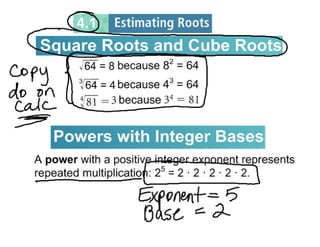 4.1 Squares and Cubes notes