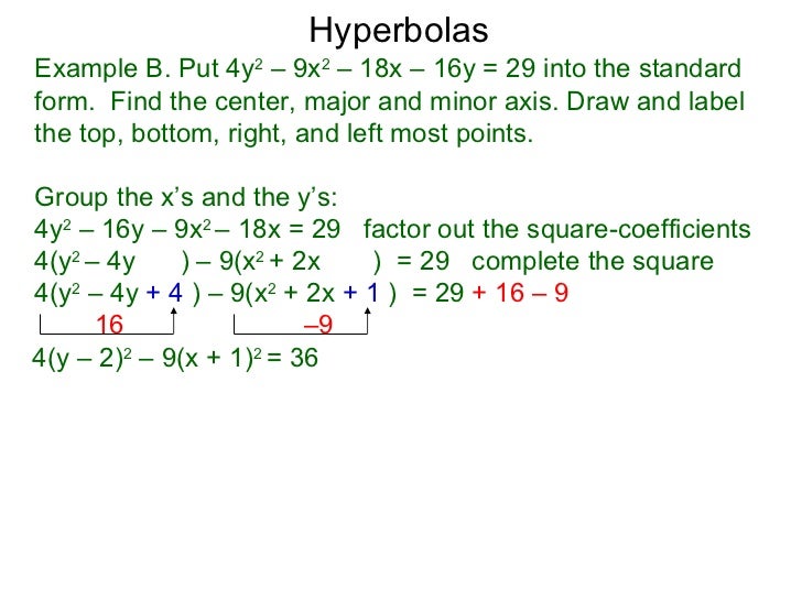 4 1 stem hyperbolas standard form for a hyperbola
